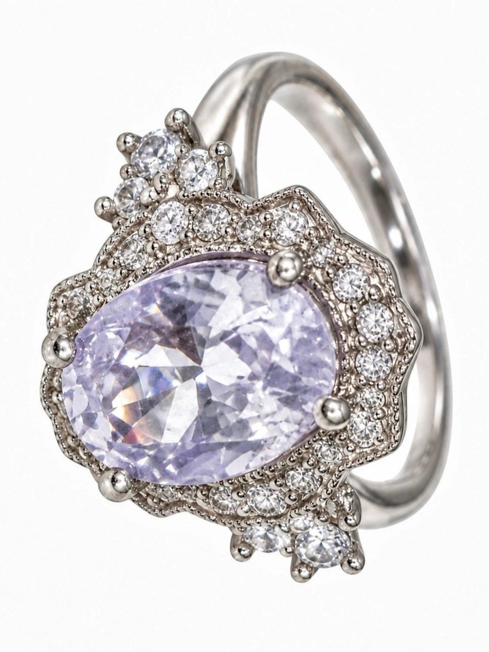 Oval Purple Statement Ring New - Picture 2 of 2